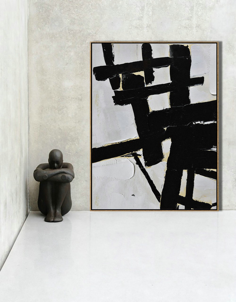 Large Abstract Painting,Minimalist Painting On Canvas, Palette Knife Vertical Minimal Art - Big Art Canvas